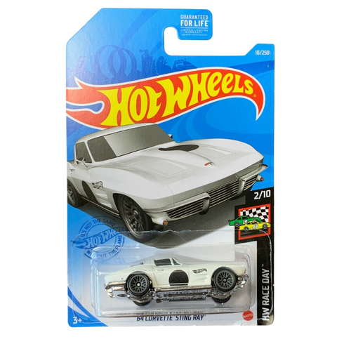 2021 Hot Wheels HW RACE DAY 2/10 '64 Corvette Sting Ray 10/250 (White)  Maple and Mangoes