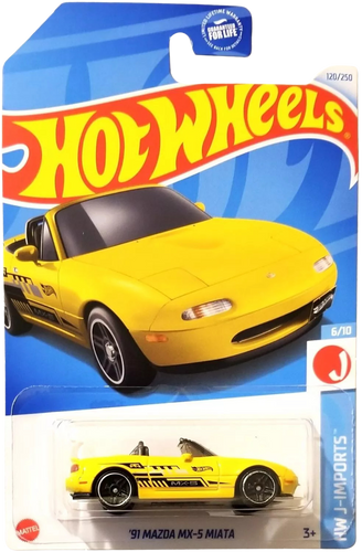 Hot Wheels ‘91 Mazda MX-5 Miata Yellow J-Imports 6/10  Maple and Mangoes