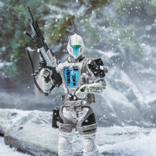 Load image into Gallery viewer, Build your armies! This Cold Assault Cobra B.A.T. figure comes ready for action, with multiple points of articulation for high poseability and 9 character-inspired accessories. And with custom artwork on the side of the box, the G.I. Joe Classified Series robot commando package will make a mark on shelves. As a bonus, this android trooper includes arm attachments to customize for battle. 6-inch scale G.I. Joe Classified Series B.A.T. action figure includes 8 accessories including chainsaw hand attachment, b
