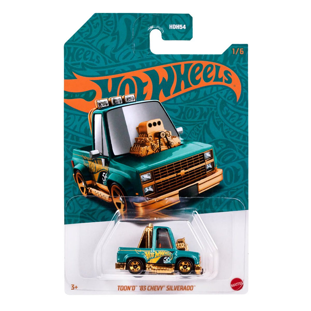 Hot Wheels 56th Anniversary Pearl and Chrome 2024 Mix 1 Toon'd '83 Chevy  Silverado