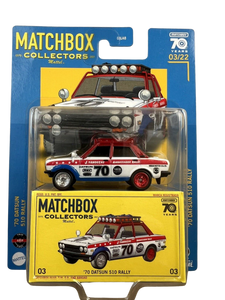 Matchbox Premium 2023 Collectors Series '70 Datsun 510 Rally White
