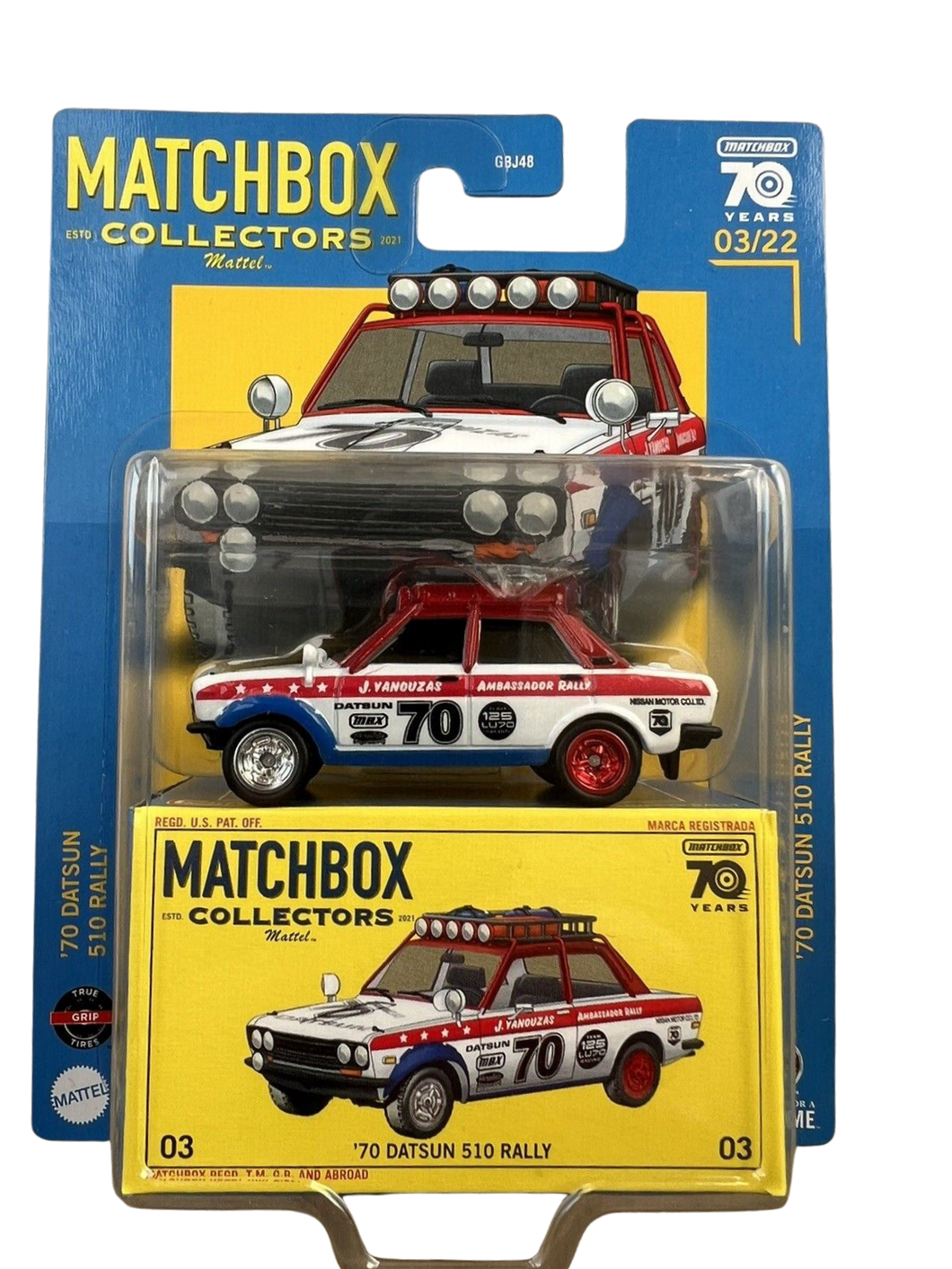 Matchbox Premium 2023 Collectors Series '70 Datsun 510 Rally White