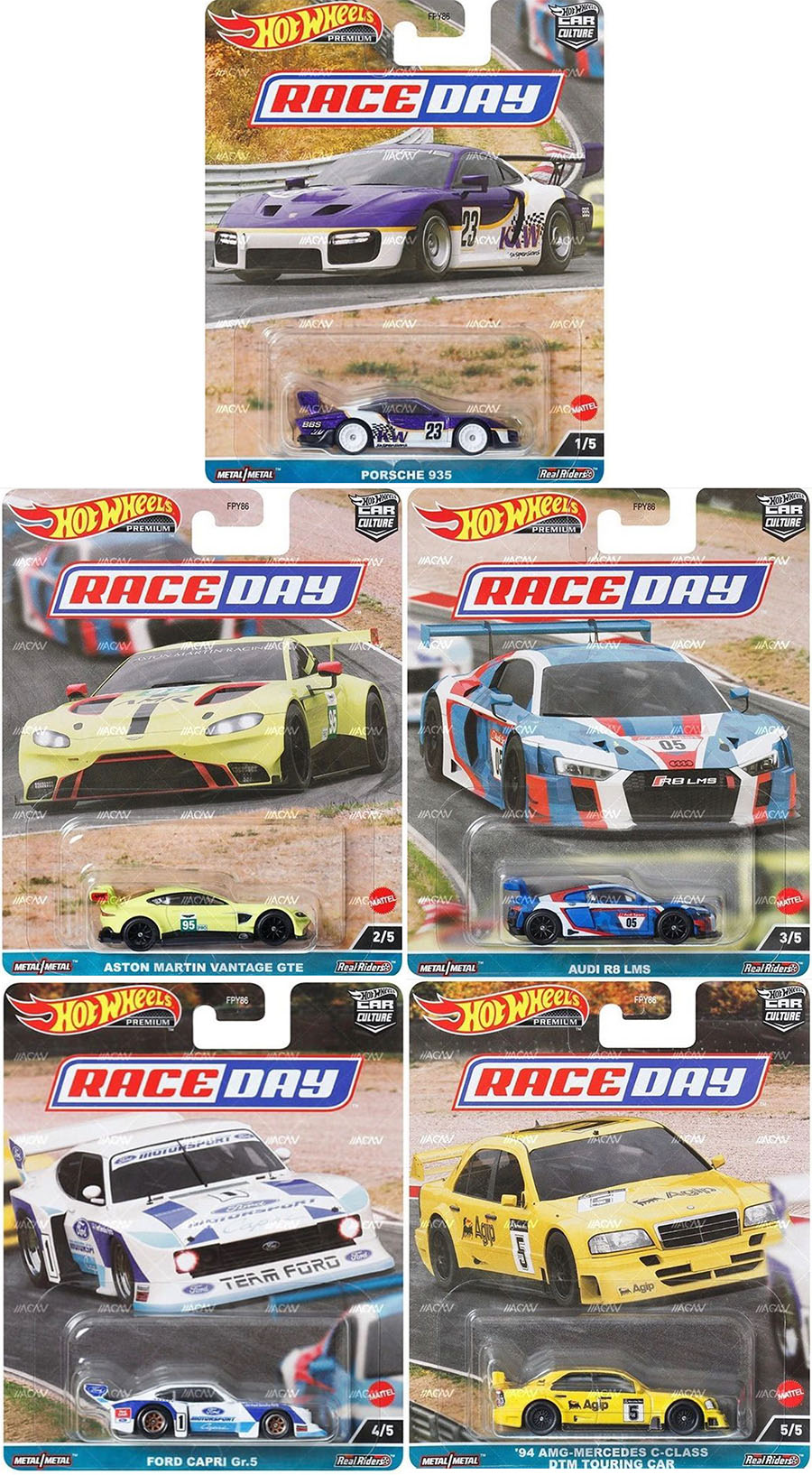 Hot Wheels Car Culture HW Race Day Mix 4 Vehicle Case of 5 Maple and Mangoes