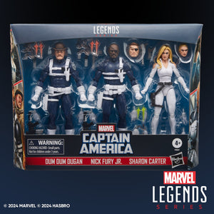 Captain America Marvel Legends Series Dum Dum Dugan, Sharon Carter, and Nick Fury Jr. 6-Inch Action Figure 3-Pack Maple and Mangoes