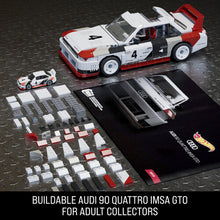 Load image into Gallery viewer, MEGA BLOKS - Hot Wheels Audi 90 Quattro IMSA GTO, Includes 1 Collectible Diecast Car, 973 Piece Collectible Building Toy Set
