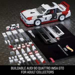 MEGA BLOKS - Hot Wheels Audi 90 Quattro IMSA GTO, Includes 1 Collectible Diecast Car, 973 Piece Collectible Building Toy Set