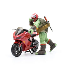 Load image into Gallery viewer, Teenage Mutant Ninja Turtles BST AXN IDW Raphael Action Figure with Metallic Candy Coat GITD Sport Bike Maple and Mangoes
