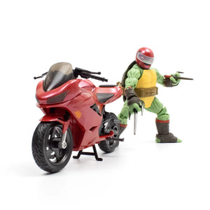 Teenage Mutant Ninja Turtles BST AXN IDW Raphael Action Figure with Metallic Candy Coat GITD Sport Bike Maple and Mangoes