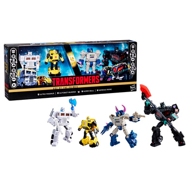 Transformers Age of the Primes Autobot vs Decepticon 4-Pack, Ultra Magnus, Autobot Bumper, Horri-Bull, and Nemesis Prime Maple and Mangoes