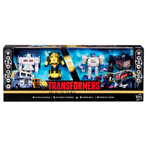Transformers Age of the Primes Autobot vs Decepticon 4-Pack, Ultra Magnus, Autobot Bumper, Horri-Bull, and Nemesis Prime Maple and Mangoes