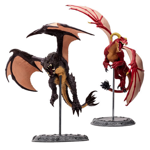 World Of Warcraft Figures - 1/12 Scale Red Highland Drake & Black Proto-Drake Posed Figure 2-Pack Maple and Mangoes