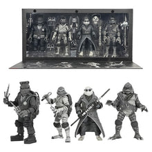 Load image into Gallery viewer, TMNT 7&quot; Scale Figures - TMNT x Universal Monsters - Black &amp; White Turtles 4-Pack Maple and Mangoes
