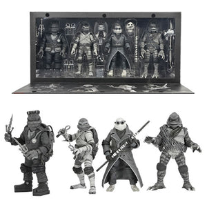 TMNT 7" Scale Figures - TMNT x Universal Monsters - Black &amp; White Turtles 4-Pack Maple and Mangoes