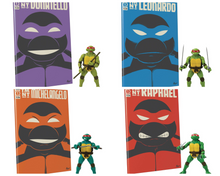 Load image into Gallery viewer, Teenage Mutant Ninja Turtles Best of Donatello, Raphael, Michaelangelo and Leonardo IDW Comic Book and 5-Inch BST AXN Action Figure Set of 4
