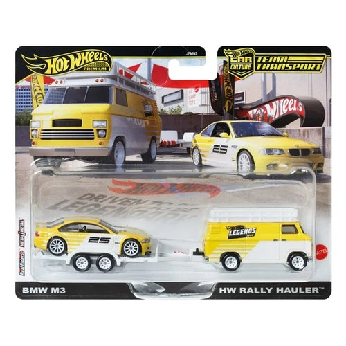 Hot Legends Tour Team Transport Hauler & Toy Car, 2-Pack of Premium 1:64 Scale Vehicles Maple and Mangoes