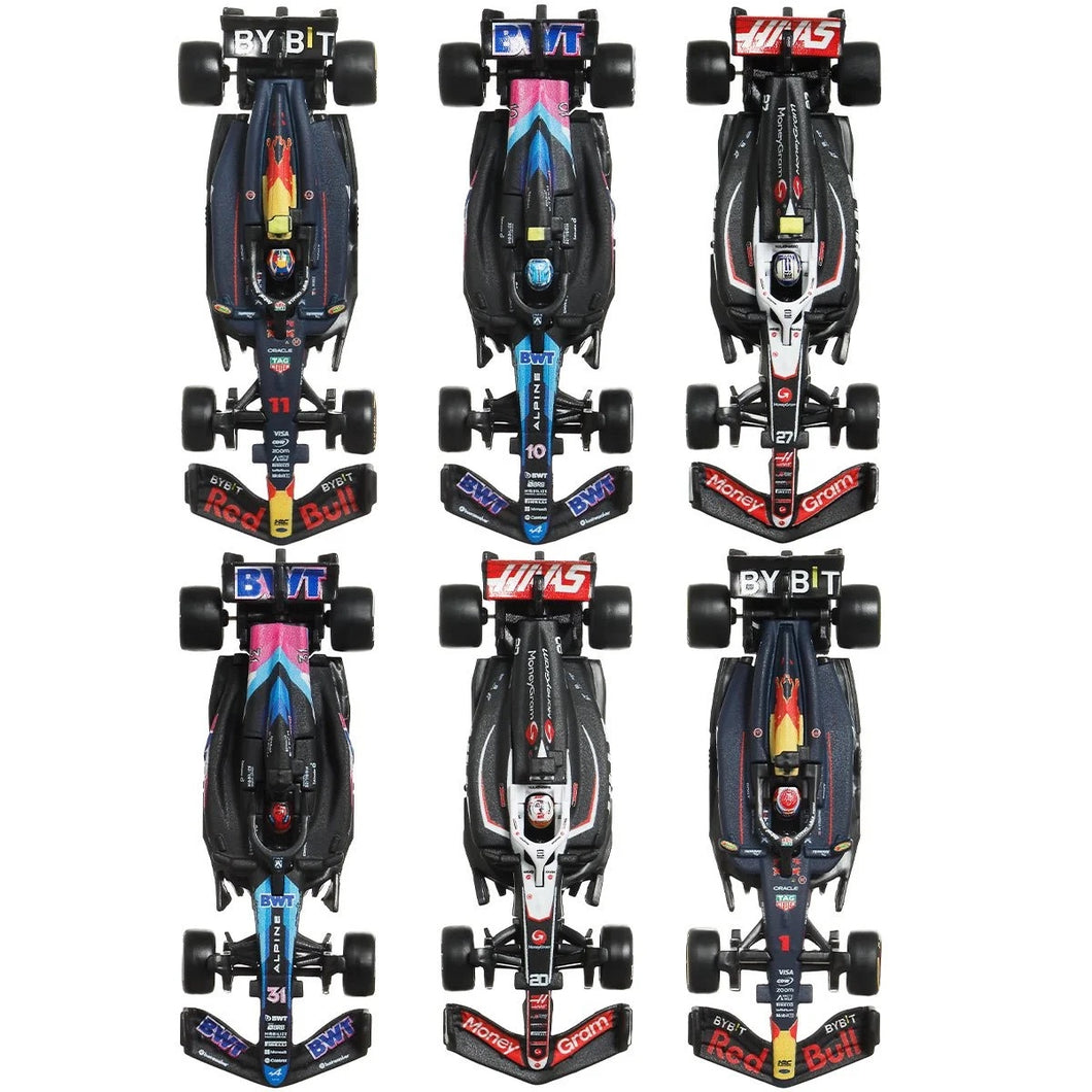 Hot Wheels - 1:64 - 2025 Race Team F1 Mix 1 - Formula One Set of 6 Maple and Mangoes