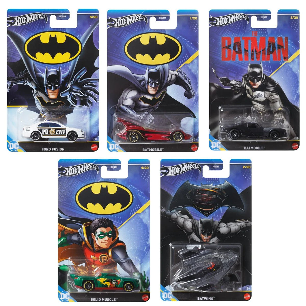 Hot Wheels Batman Themed 2024 Mix 1 Vehicle Case of 5 Maple and Mangoes