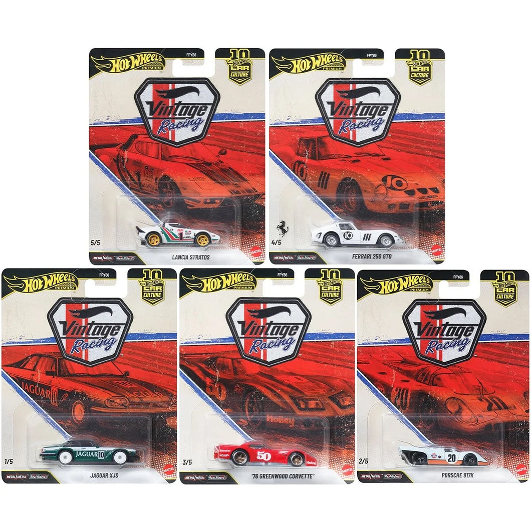 Hot Wheels Car Culture 2026 Mix 5 Vintage Racing Vehicle Case of 5