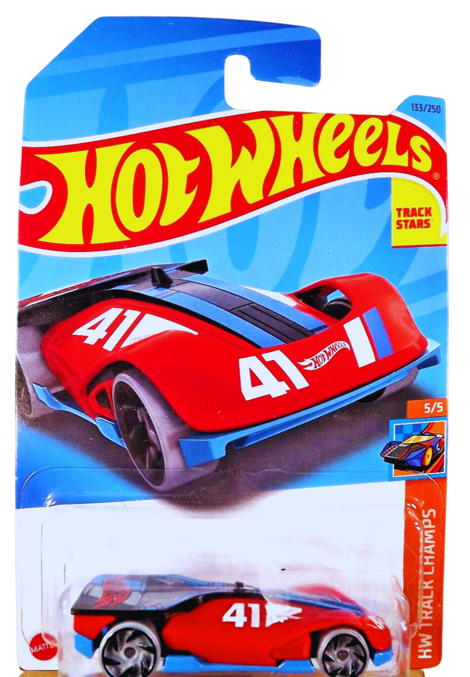 2023 Hot Wheels #133 HW Track Champs 5/5 ROLLIN' SOLO Red-Blue w/Black RA Spokes Maple and Mangoes