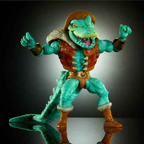 MOTU Origins Turtles of Grayskull Leatherhead Action Figure Toy with Plug-in Tail, Claw Trap Maple and Mangoes