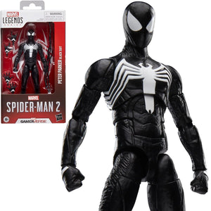 Spider-Man Marvel Legends Series Gamerverse Peter Parker Black Suit 6-Inch Action Figure Maple and Mangoes