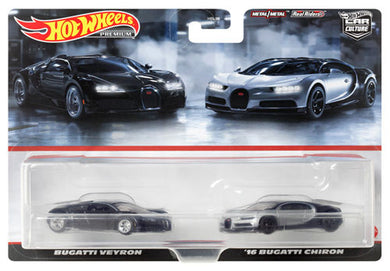 Hot Wheels Premium 2 Pack Bugatti Veyron / '16 Bugatti Chiron (HKF52-9866) Maple and Mangoes