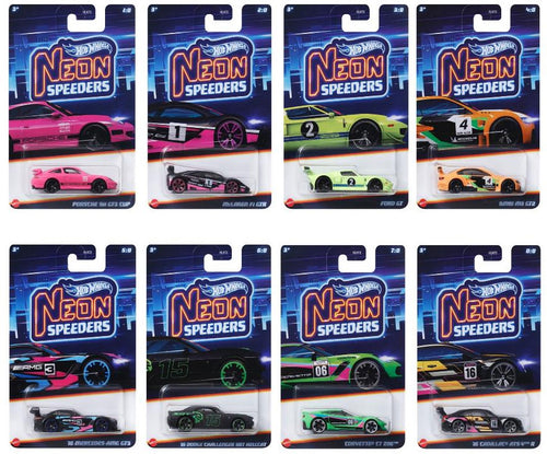 Hot Wheels Neon Speeders Assorted - Neon Racing Set of 8 Maple and Mangoes