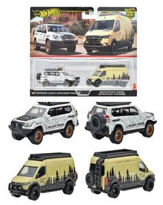 Hot Wheels Premium 2 Pack Mercedes-Benz Sprinter Tourer / '05 Toyota Land Cruiser Prado (HRR76-9866) Maple and Mangoes