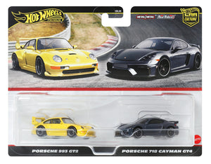 Hot Wheels Premium 2 Pack Porsche 993 GT2 / Porsche 718 Cayman GT4 Maple and Mangoes