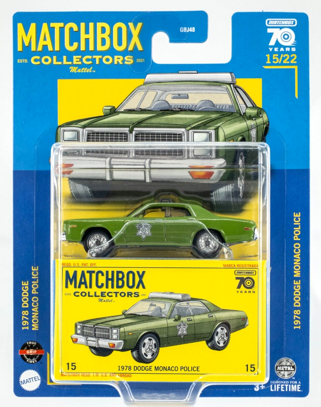 2023 Matchbox Collectors #15 1978 Dodge Monaco Police GREEN | BOONE COUNTY