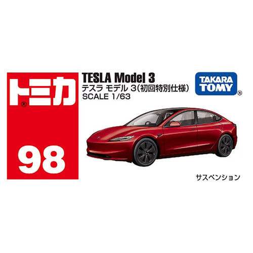 [2024Sticker] Tomica Diecast Car No98 - Tesla Model 3 (First Ltd Edition) Maple and Mangoes