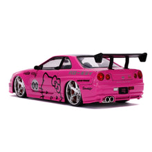 Load image into Gallery viewer, Hello Kitty 2002 Nissan Skyline GT-R R34 1:24 Scale Die-Cast Metal Vehicle with Figure Maple and Mangoes

