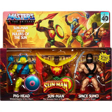 Load image into Gallery viewer, Masters of the Universe Sun-Man and the Rulers of the Sun Action Figure 3pk Exclusive
