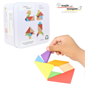 Lightweight Wooden Tangram Puzzle Activity Set Great for Travel