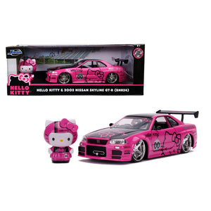 Hello Kitty 2002 Nissan Skyline GT-R R34 1:24 Scale Die-Cast Metal Vehicle with Figure Maple and Mangoes