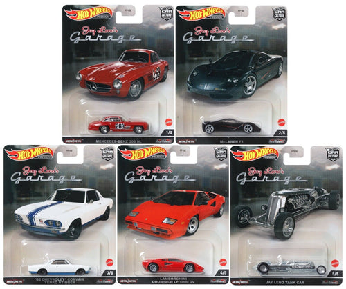 Hot Wheels Premium 2022 Car Culture N Case Jay Leno’s Garage Set of 5 Cars Maple and Mangoes