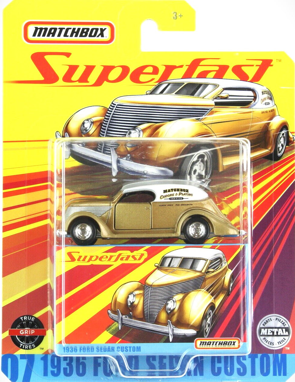 2019 Matchbox Superfast Premium Gold & White 1936 Ford Sedan Custom 1:64 Diecast